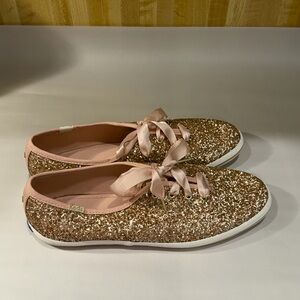 Keds Women's Sparkle Sneakers - Gold and Pink